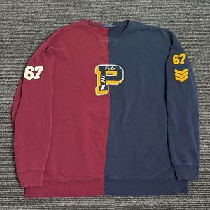 Polo Ralph Lauren Sweater Men 2XLT 2XL Tall Colorblock P Wing Fleece Sweatshirt